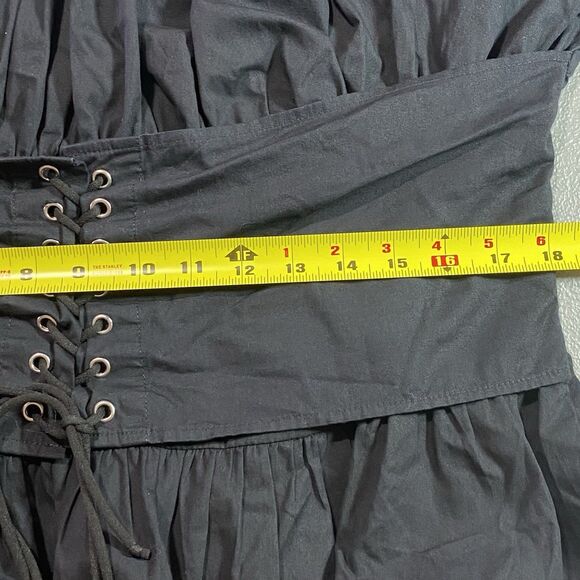 Spoon Jeans Blouse Corset Tie Peplum Elastic Boat Neck Womens 2X Black - Picture 8 of 12